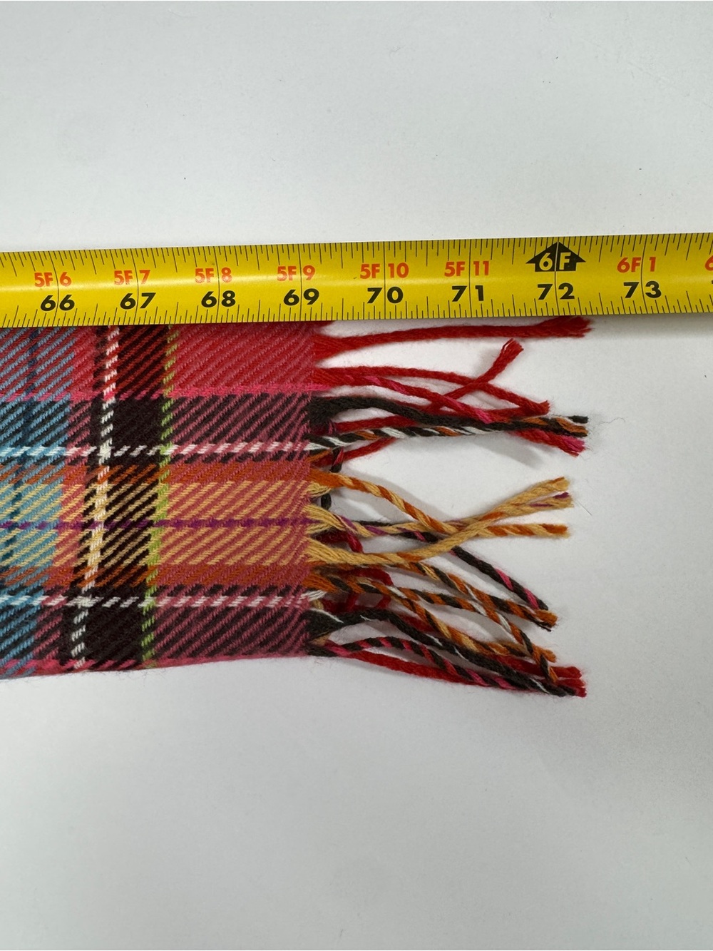 Preston & York Pink Plaid Fringe Scarf with Blue, Yellow and Black Accents - Picture 6 of 6